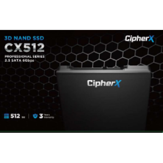 512GB CipherX, CX512 PRO 2.5, 3D NAND TLC, NANDXtend ECC Data Protect, SLC Caching, SATA-6Gbps (TCG and AES Encryption support) SSD