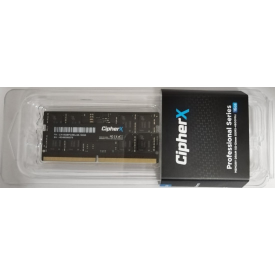 16GB CipherX Professional Series, DDR5 (4800Mhz) SODIMM CL36, Notebook Memory Module