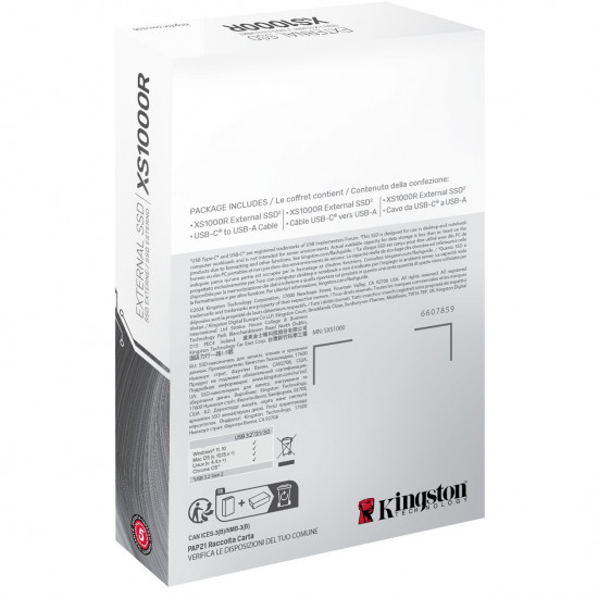 1TB Kingston XS1000 USB 3.2 Gen2 Red