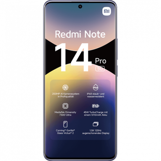 Xiaomi Redmi | Note 14 Pro | Lavender Purple | 6.67  | AMOLED | 1220 x 2712 pixels | Mediatek | Internal RAM 8 GB | 256 GB | Dual SIM | 5G | Main camera resolution 50+8+2 MP | Secondary camera resolution 20 MP | Android | 14