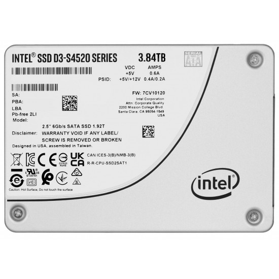 SSD Solidigm (Intel) S4520 3.84TB SATA 2.5 SSDSC2KB038TZ01 (DWPD up to 3)