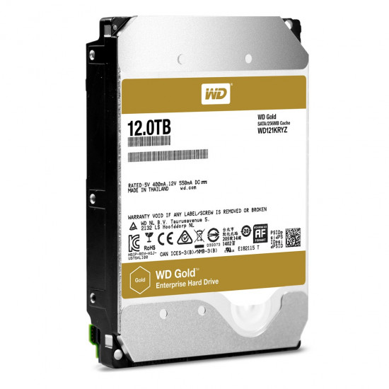 Western Digital Gold internal hard drive 12 TB 7200 RPM 256 MB 3.5 Serial ATA III